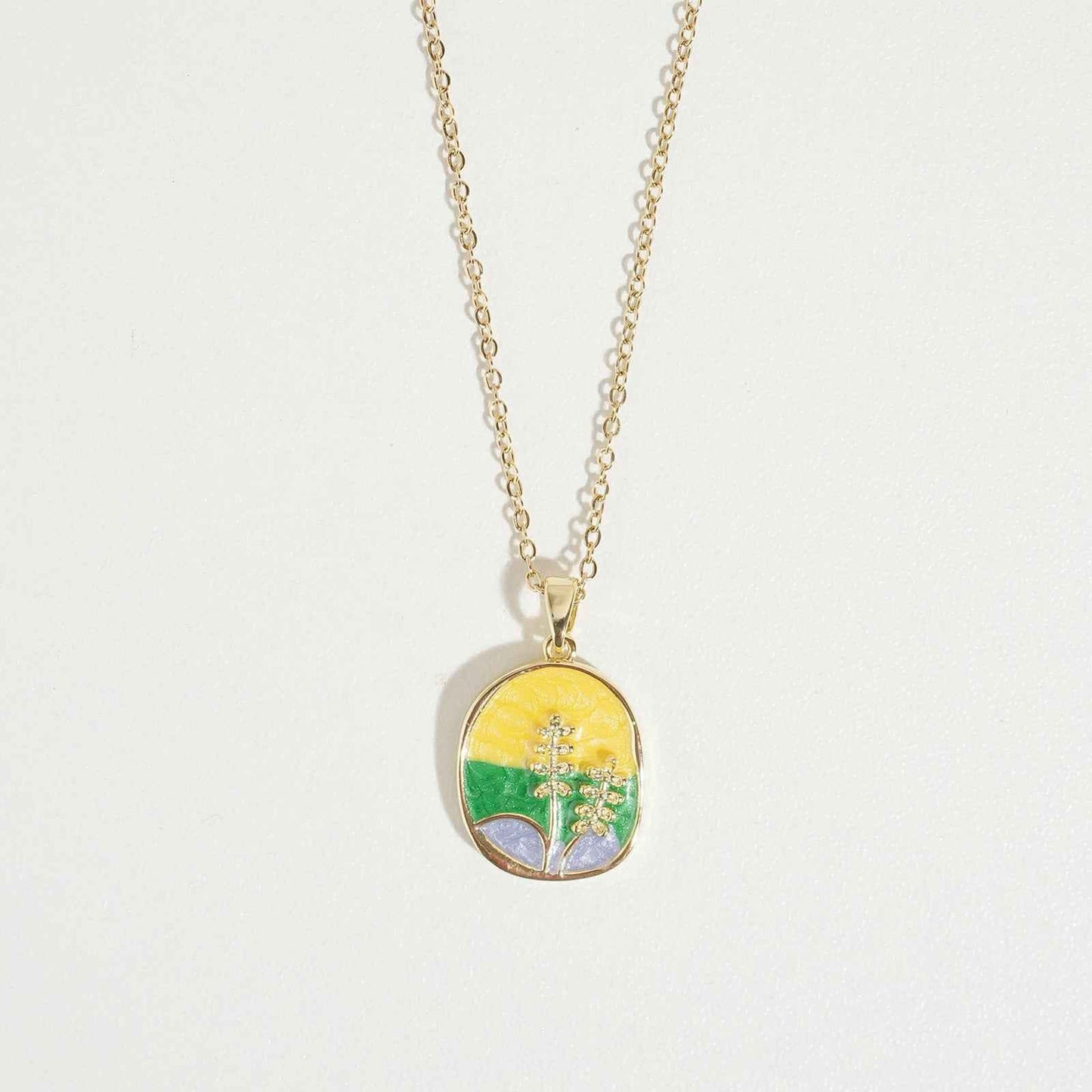 Trendy Pendant Necklace with floral enamel design for women, ideal fashion necklace and unique pendant design for all occasions.