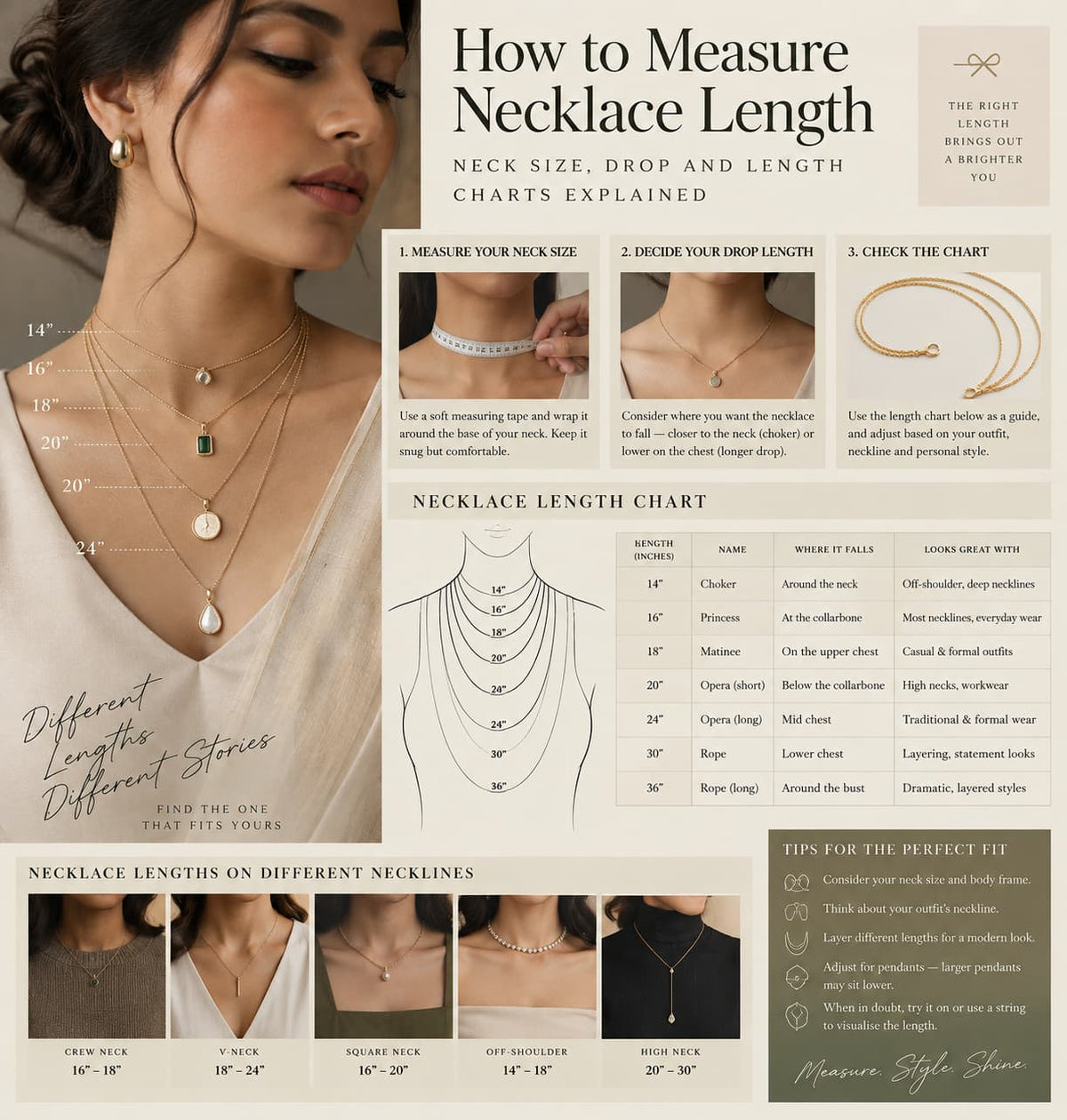 how to measure necklace length guide