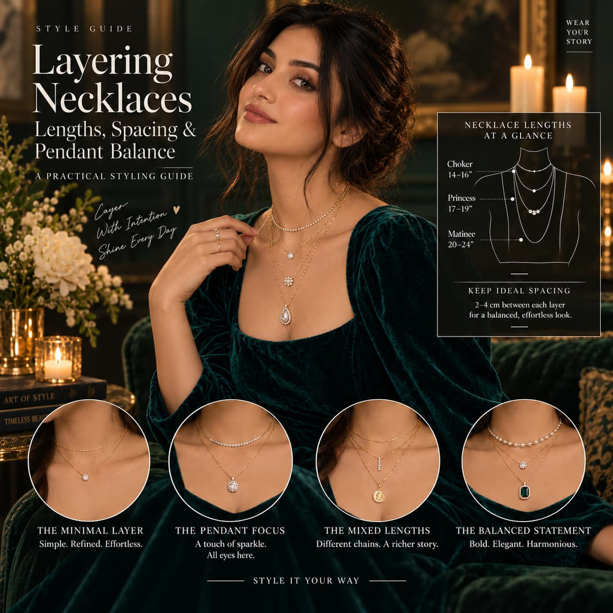 Layering Necklaces: Lengths, Spacing and Pendant Balance