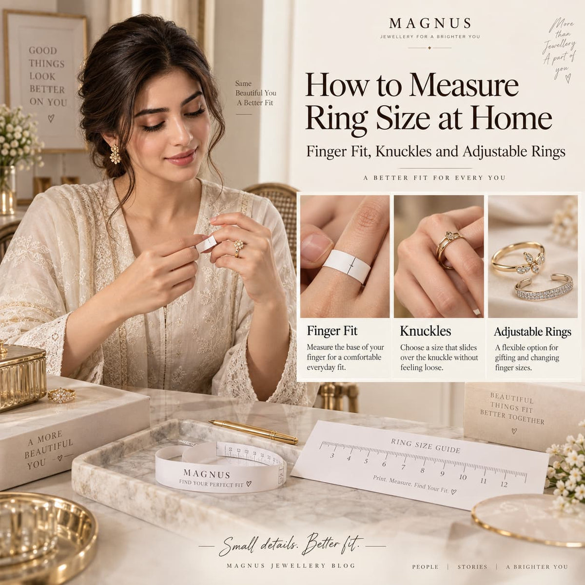 How to Measure Ring Size at Home: Finger Fit, Knuckles and Adjustable Rings