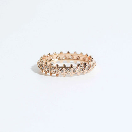 Contemporary Ring |  A Triangle Spark Band in Pink Gold Tone for Stackable Style | Magnus
