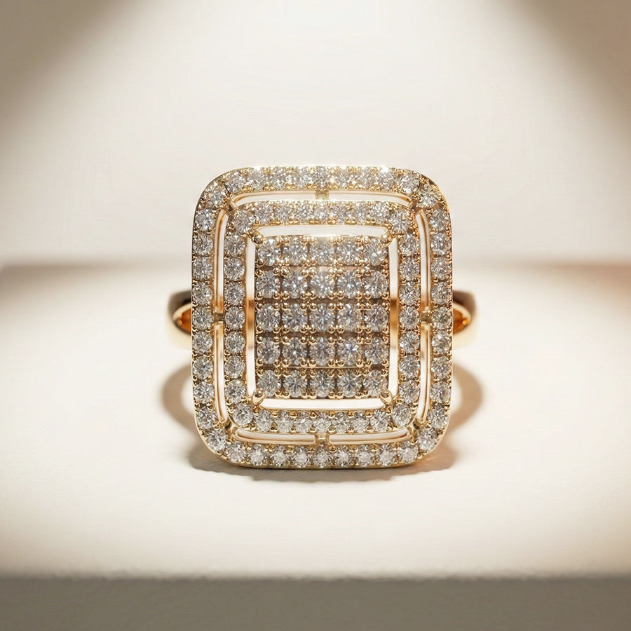 Minimalist chic ring for women with Delta Lux Rings - pavé cubic zirconia stones and rose-gold band
