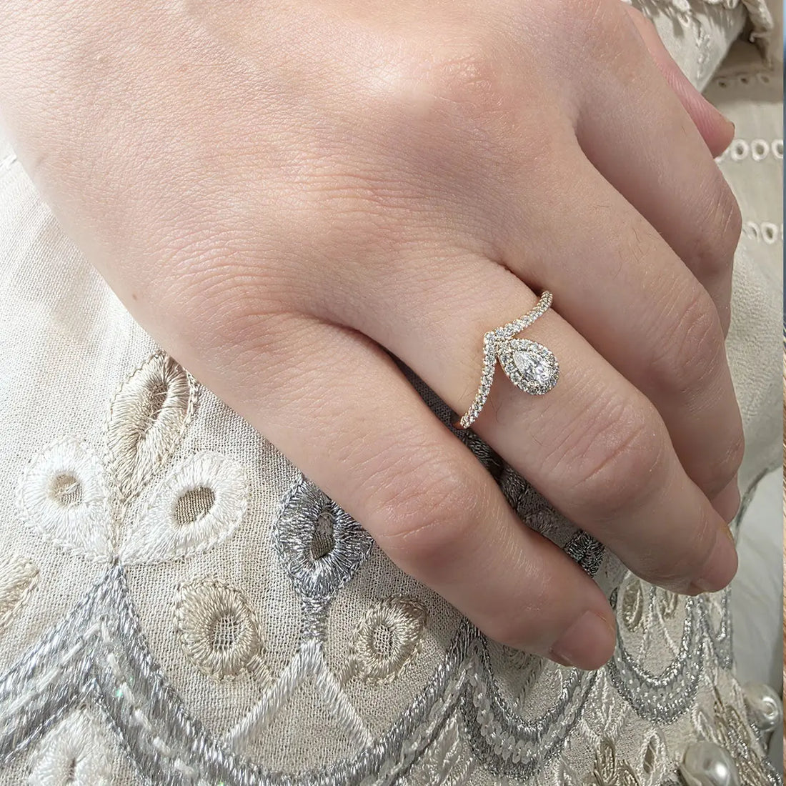 Prestige Pear Ring – close-up detail of design | Magnus