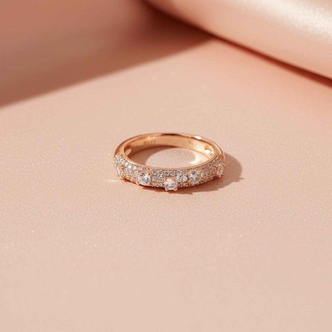Elysian Bloom Ring – Rose gold pavé cubic zirconia ring – bold fashion ring for women, designer statement ring for women, trendy statement women’s ring, chic fashion ring
