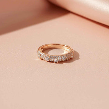 Elysian Bloom Ring – Rose gold pavé cubic zirconia ring – bold fashion ring for women, designer statement ring for women, trendy statement women’s ring, chic fashion ring