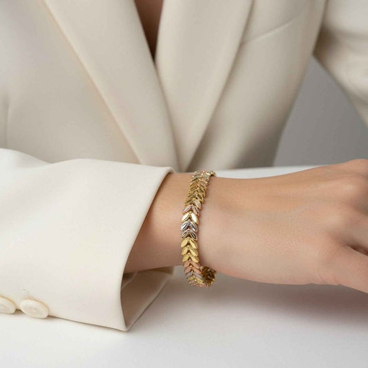 Peach Gold Leaf Bracelet – close-up detail of design | Magnus