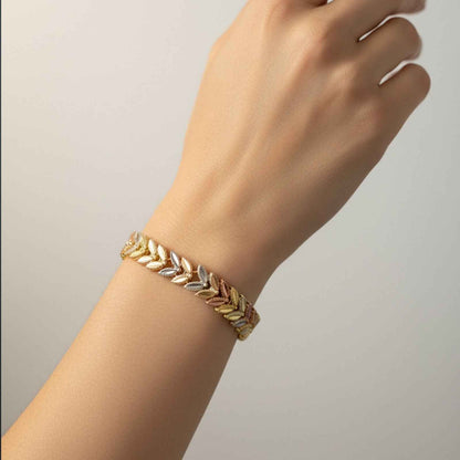 Peach Gold Leaf Bracelet – close-up detail of design | Magnus