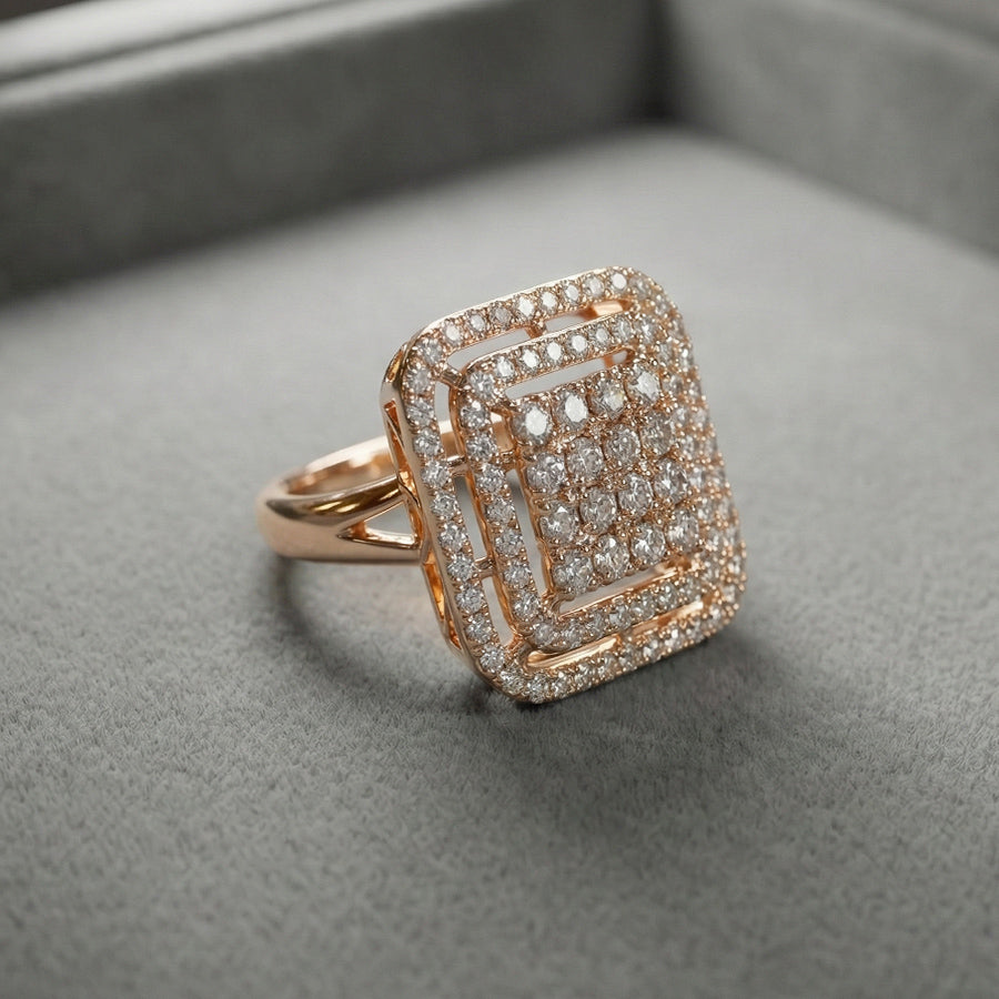 Delta Lux Ring | Square Cluster CZ Ring with Rose-Gold Tone for Occasion Wear | Magnus