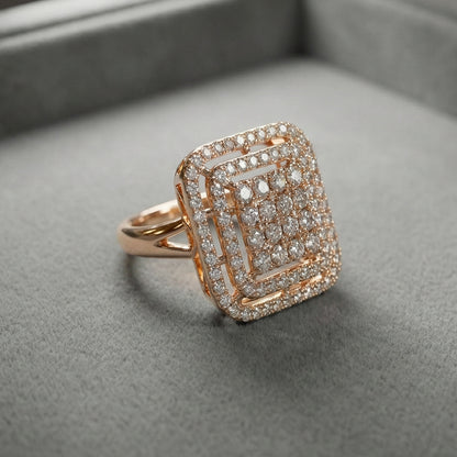 Delta Lux Ring | Square Cluster CZ Ring with Rose-Gold Tone for Occasion Wear | Magnus