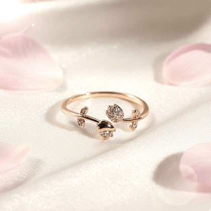 Florea Pink Gimmel | Rose Gold Floral Fashion Ring for Women | Magnus