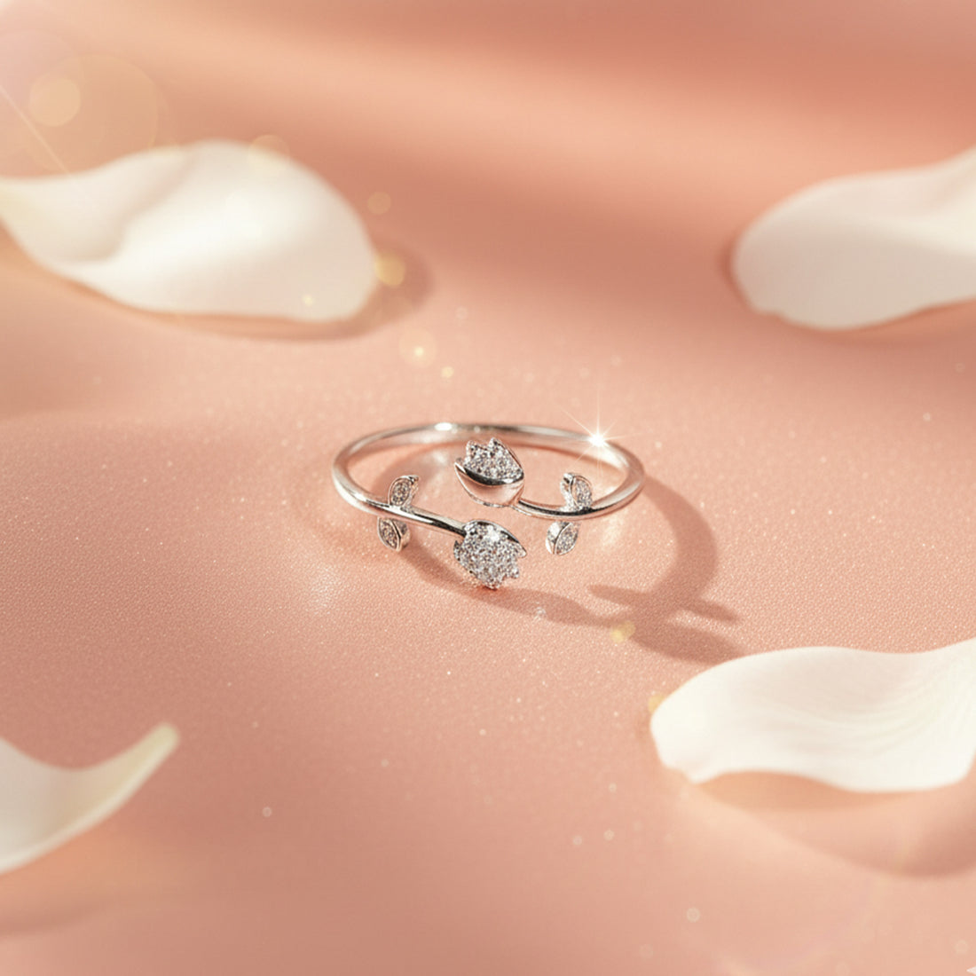 floral fashion ring for women with adjustable band, ring with stone, stylish rings, stone rings for women, ladies ring design by Magnus