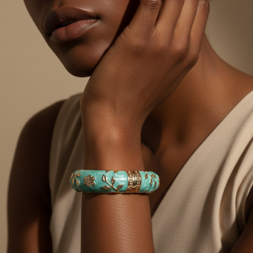 Emperor Embroidery Kara Bangle – close-up detail of design | Magnus