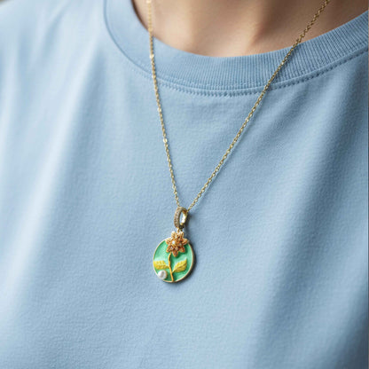 Lily Carved Necklace – close-up detail of design | Magnus